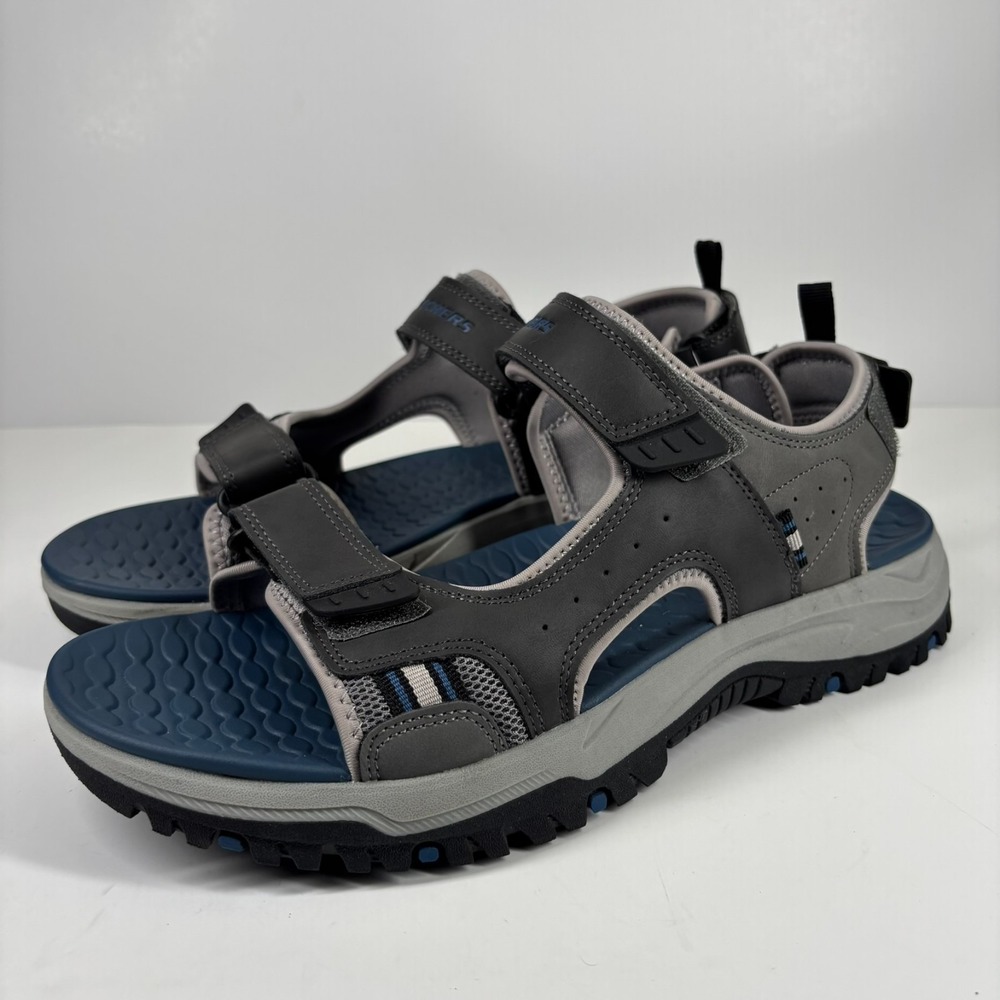 Skechers Prewit Rigdon Men's US 13 Gray Adjustable Strap Vegan Outdoor Sandals